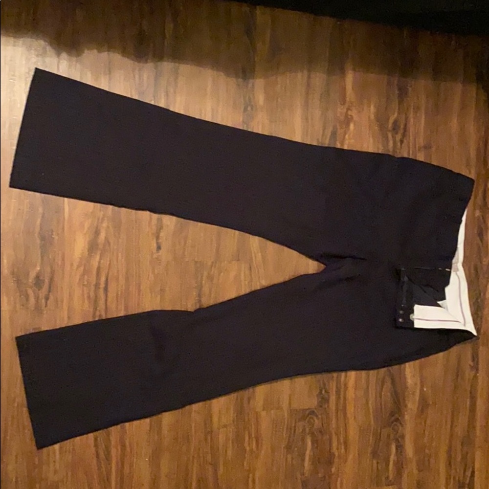 Black pants with light blue pinstriping